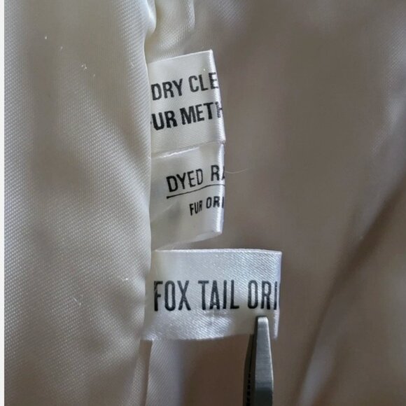 Vintage Genuine Rabbit and Fox Tail Cropped Fur Coat Jacket L Cream Glam Mobwife - Picture 9 of 10